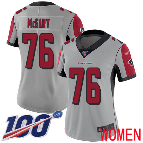 Atlanta Falcons Limited Silver Women Kaleb McGary Jersey NFL Football #76 100th Season Inverted Legend->women nfl jersey->Women Jersey